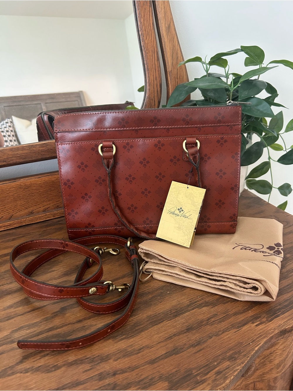 Patricia Nash Brown Leather Top-Handle Tote